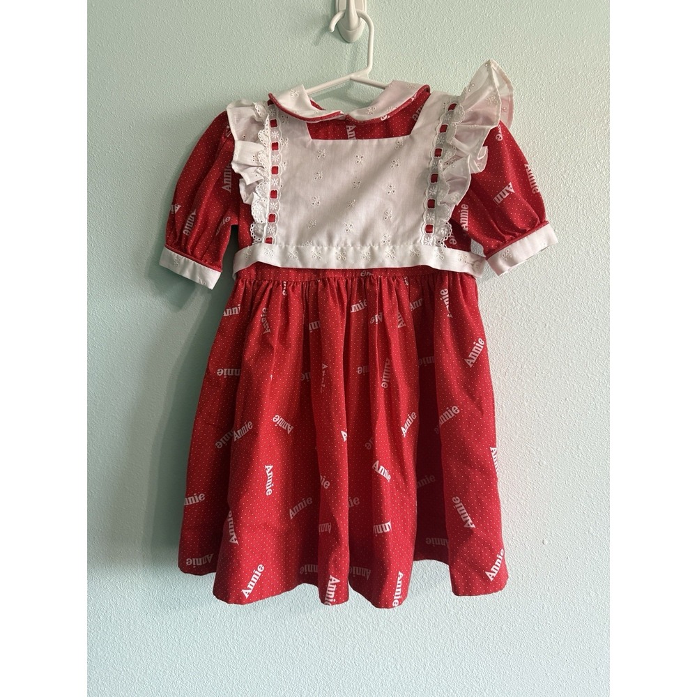 Vintage Handmade Annie Dress Girls Size 4-5T Retro Halloween Dress Up